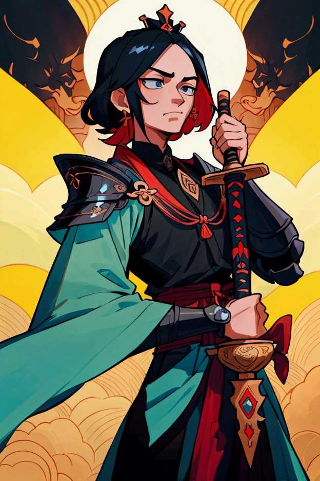 ลักษณะสำคัญของHis Majesty is black: His Majesty is black (King Naresuan) Often has important features, such as armor., Shawl, And weapons His armor has detailed and beautiful patterns. He will hold important weapons such as a sword or a bow. Details of the face: ใบหน้าของHis Majesty is blackมักจะมีความสง่างามและแสดงถึงความเป็นผู้นำ ดวงตา, nose, And the mouth should have a clear and meaningful appearance, clothing and weapons.: วาดรายละเอียดของเสื้อผ้าและอาวุธอย่างระมัดระวัง เช่น การพับของShawlและลวดลายบนเสื้อเกราะ การลงสี: ใช้สีที่เหมาะสม เช่น สีดำหรือสีทองสำหรับการวาดHis Majesty is black สังเกตการเล่นแสงและเงาเพื่อเพิ่มความลึกและมิติให้กับภาพ การตกแต่งเพิ่มเติม: Add background details or other elements such as the national flag or a related backdrop. Standing tall and ready to fight.