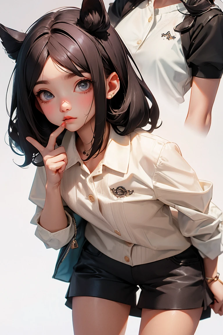 Blind Box,Simple Background,,Combing one's hair with a brush,Hair care products floating in the air,Soap bubble