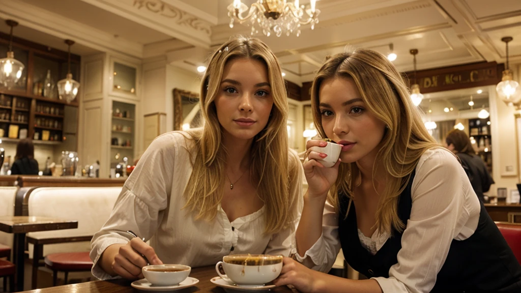 like the blonde drinking tea in a Parisian cafe