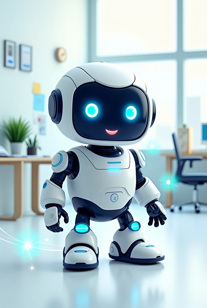Create an office automation logo with an adorable character that says activating office automation