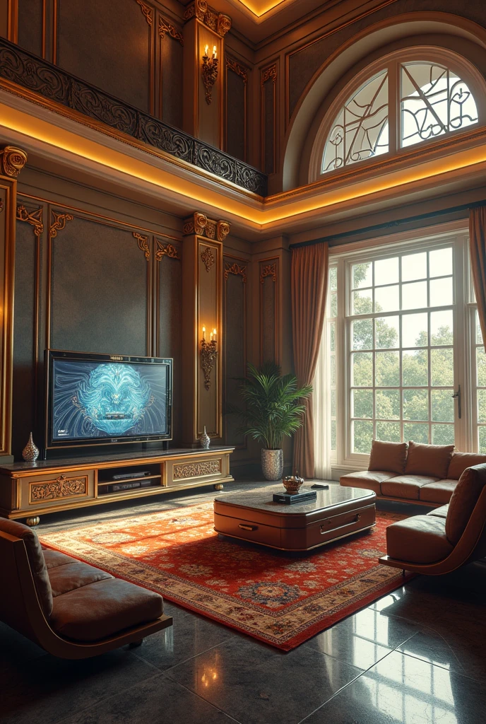 Interior of a luxurious house with all the details of 1987 technology