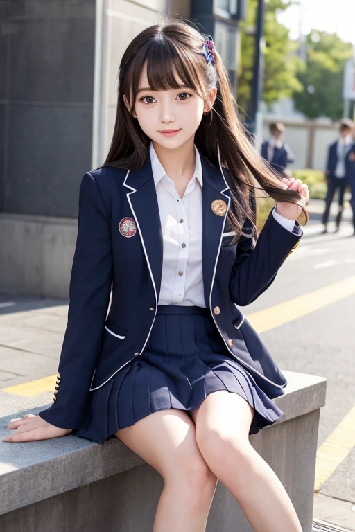 cute､high school girl､Idol､uniform､blazer､mini skirt､See-through､Fluttering in the wind､sit