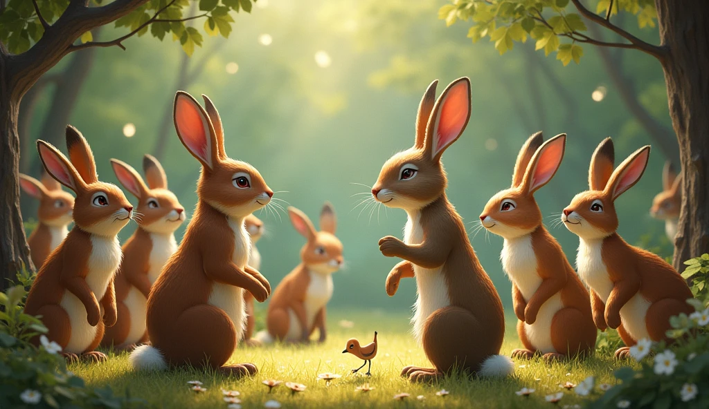 Advising the animals, announcing the rabbit's plan.