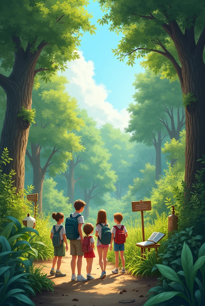 Students in the forest