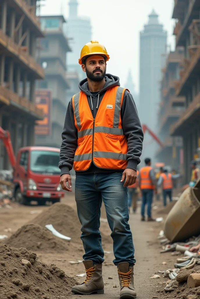 Safe worker at construction site 