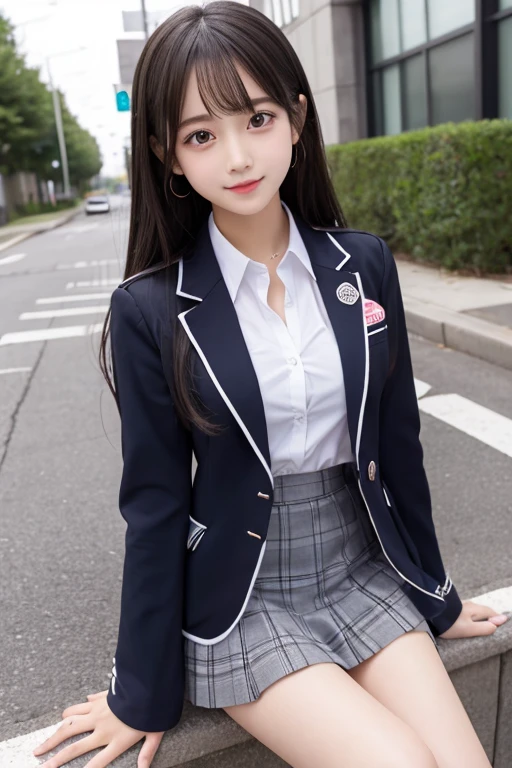 cute､high school girl､Idol､uniform､blazer､mini skirt､See-through､Fluttering in the wind､sit