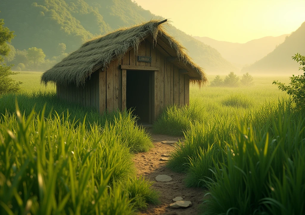 Shack in grass landed durga devi