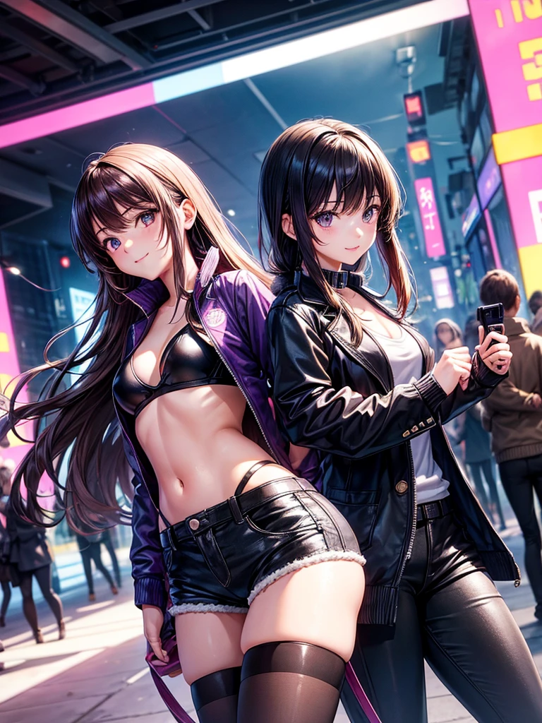 best quality,,smile,blazer,swimsuit,School,Collective of girls,Track jacket,Physical education class,JK,Sexy and cute,Cyberpunk Girl,Has an assault rifle,New Age Fashion,New generation beautiful girl,future,Wearing a fastener bra,zipper bra,Long Hair,She has her bangs down,Purple Eyes,evolution系ファッション,Cuteness at its finest,Sparkling,Leather shorts,beautiful,middle School girlultiple girls are depicted,harem,idol group,infinite possibilities,leather jacket,fur jacket,Hair tucked behind ear,futureの服装,evolution,starry sky background,photo shoot,long hair,wearing a cardigan,beautiful girlの国,girl's paradise,highest quality,big breasts,leather jacket,happy girl,horny girl,Blue eyes,perfect face,standing position,She has her bangs down,fur jacket,Beautiful eyes,smooth hair,perfect eyes,beautiful girl,Angel Girl,multicolored hair colors,naughty girl,beautiful,High-dimensional beautiful girl,Multidimensional beautiful girl,gathering,Group、,