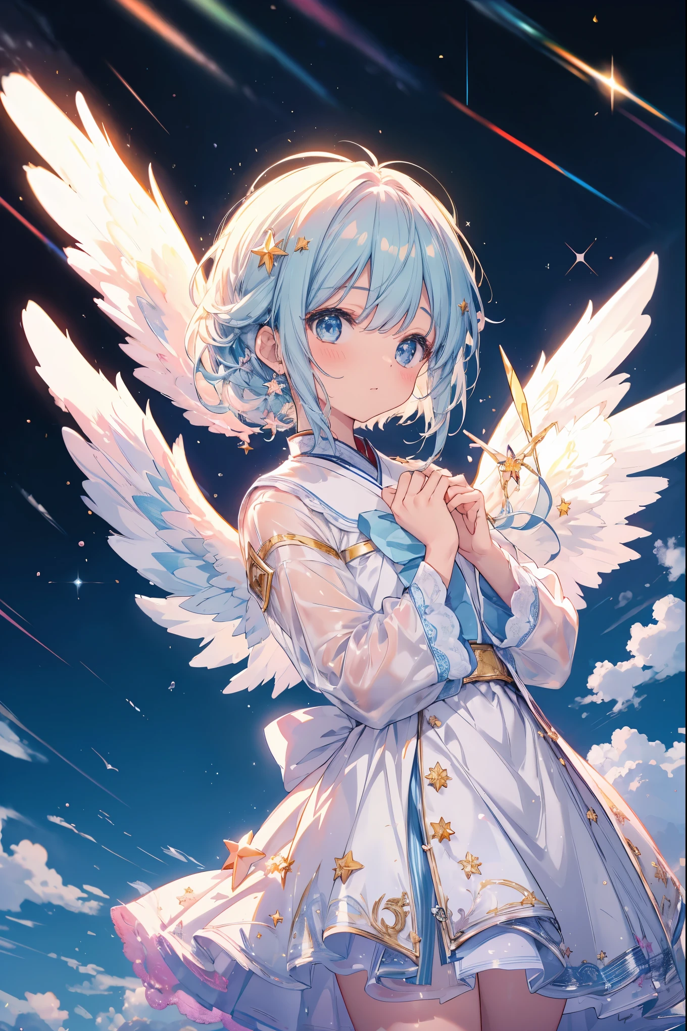 Shining like a star 無邪気な笑顔のAngels Floating in the night sky, watching over us Shining Star々
Angels Brings us happiness
星の光をたどって Angels flying in the night sky Illuminate our hearts、Make your dreams come true 小さな希望
Angels Make a wish to the starry sky that gives you courage. 手を合わせる
Angels In our hearts, where wishes come true ぬくもりを与えて
Angels 私たちを守ってくれる
Shining like a star 無邪気な笑顔のAngels Floating in the night sky, watching over us Shining Star々
Angels Brings us happiness