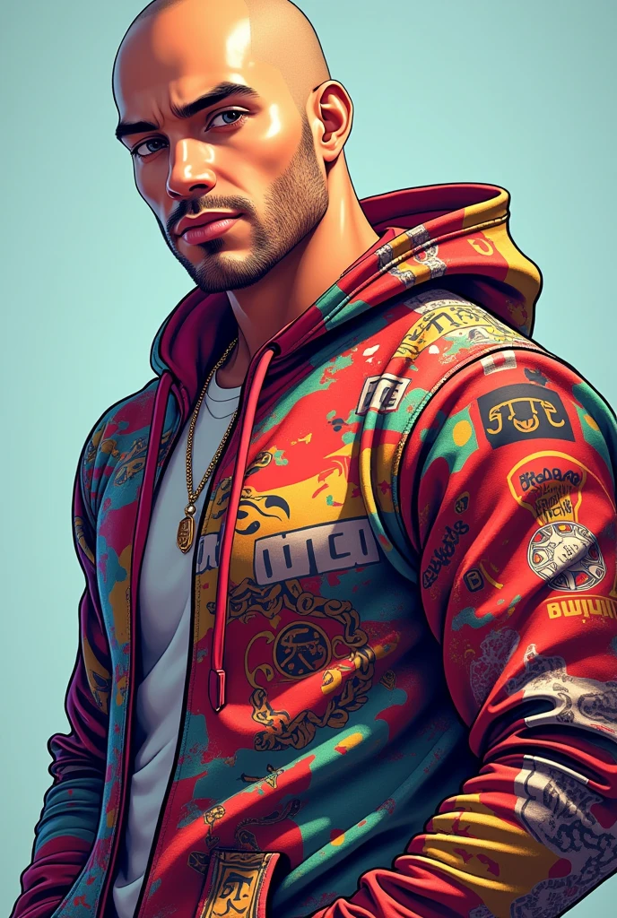 Johny sins wearing a printed anime hoodie