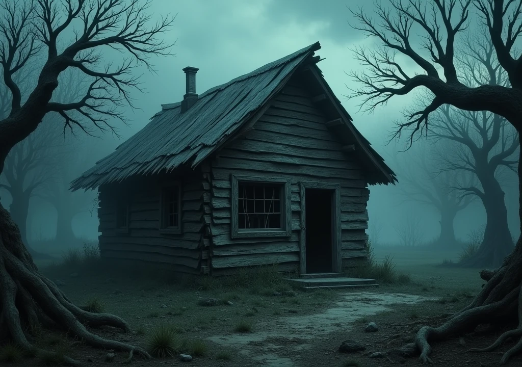 Indian Shack in horror background 