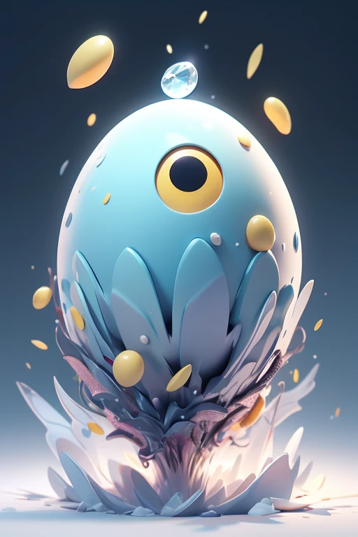1 monster egg in mid-air. The image should be sharp and detailed, with beautiful colors. white background