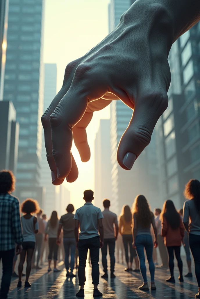 Big hand above pointing the New Generation of Youths.