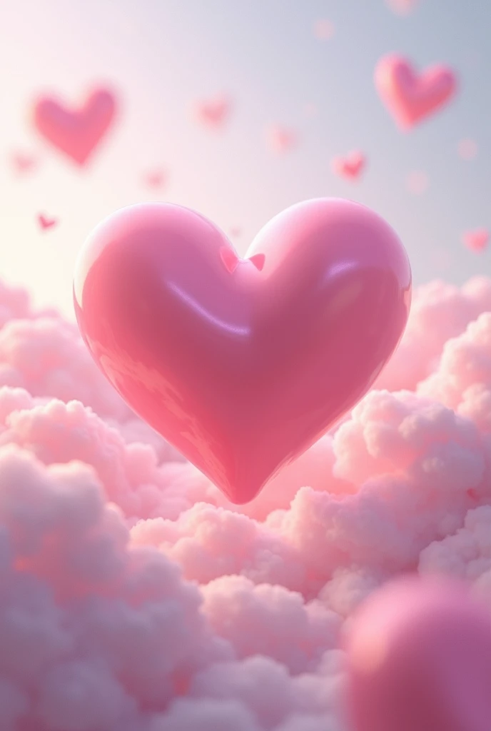 Pink heart in cloudy sky