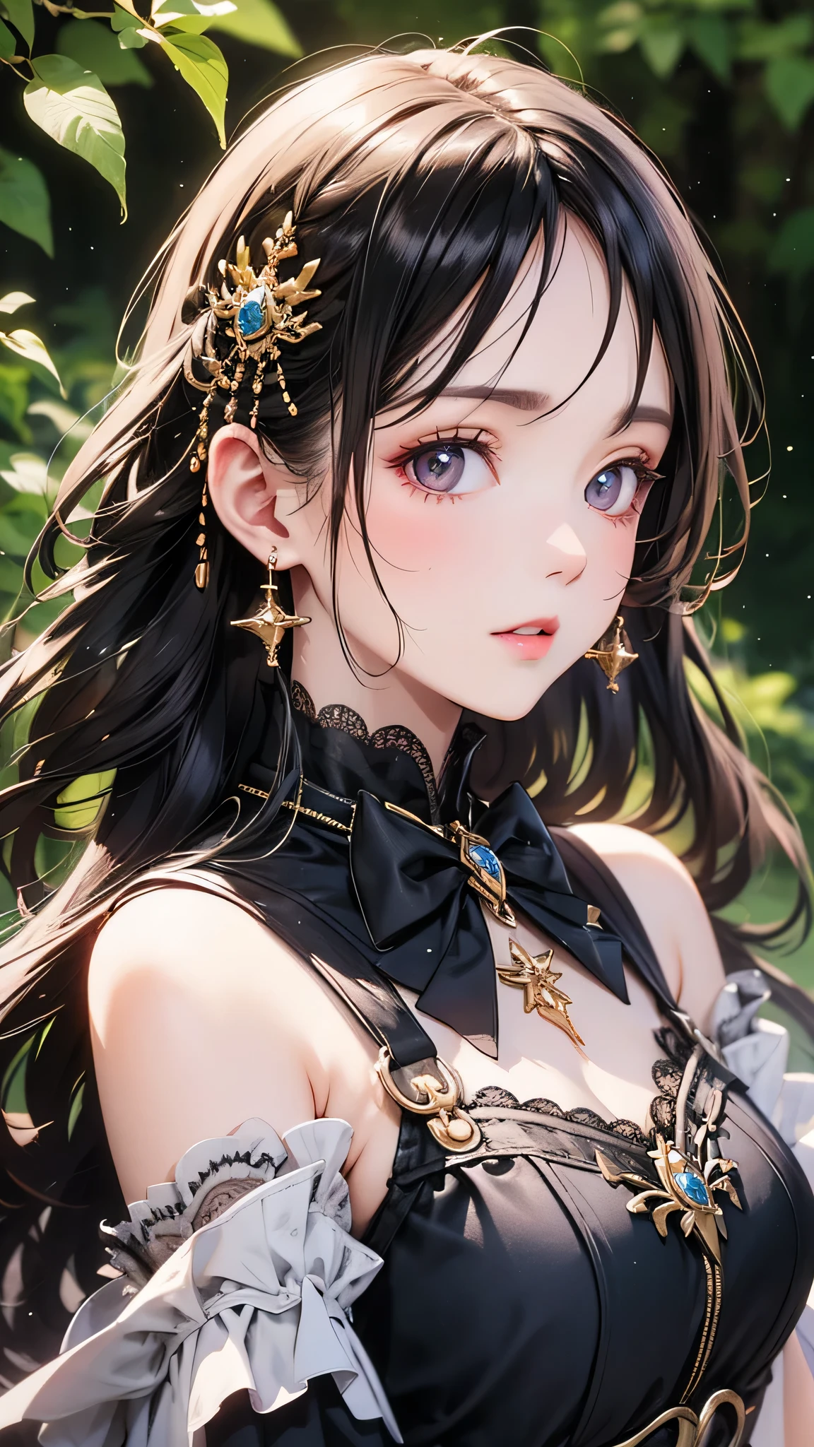 Highest quality, masterpiece, Ultra-high resolution, Super detailed, beautifully, aesthetic, Strong Woman, Long Curly Hair, (Beautifully detailed face), (Beautiful attention to detail),Detailed, Leather Armor, medieval costume, Shooter, Exquisite Bow, Mystical Runes, magic, forest,  4K,