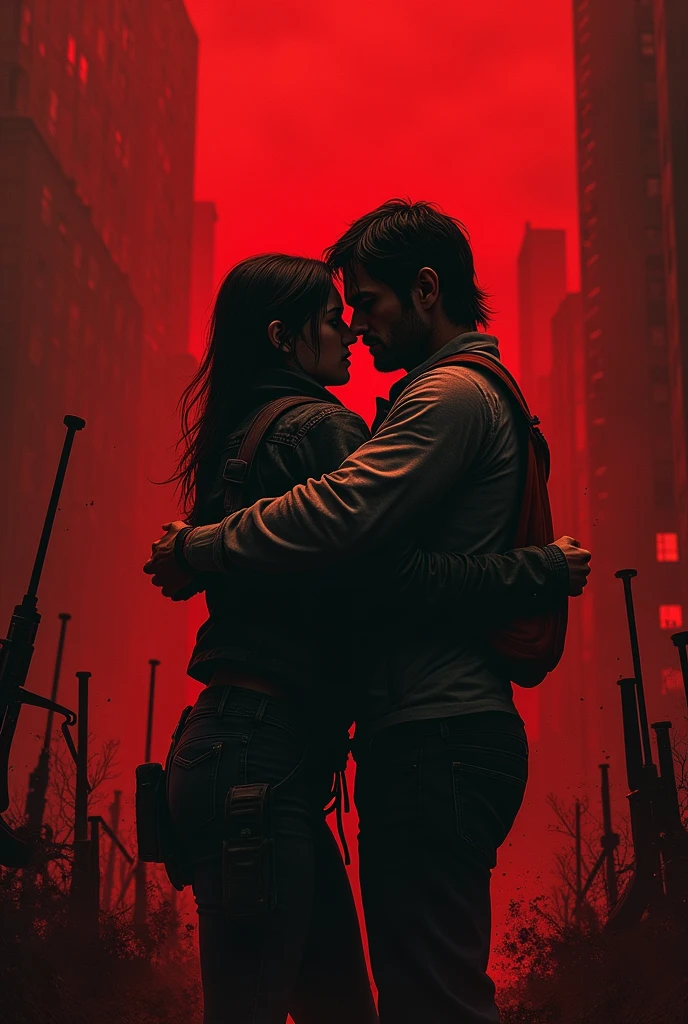 sentence "Die for you", along with symbols that make sense with The Last of Us TV show, like blood and weapons. The color of the palette is red.