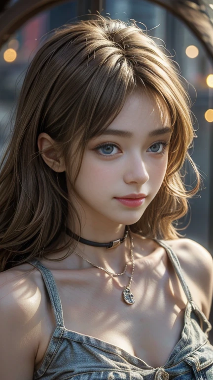 (masterpiece: 1.2, Portraiture, Highest quality), Realistic, (Live Action, Intricate details, Written boundary depth), Highest quality, masterpiece, Attention to detail, semi-Realistic, Smiling in a balloon, shy, 21 years old, Short blonde, blue eyes, blonde、 Slim figure、Shoulder Bare、Shorts and T-shirt 、Blue sky and a few clouds、Shoulder Bare