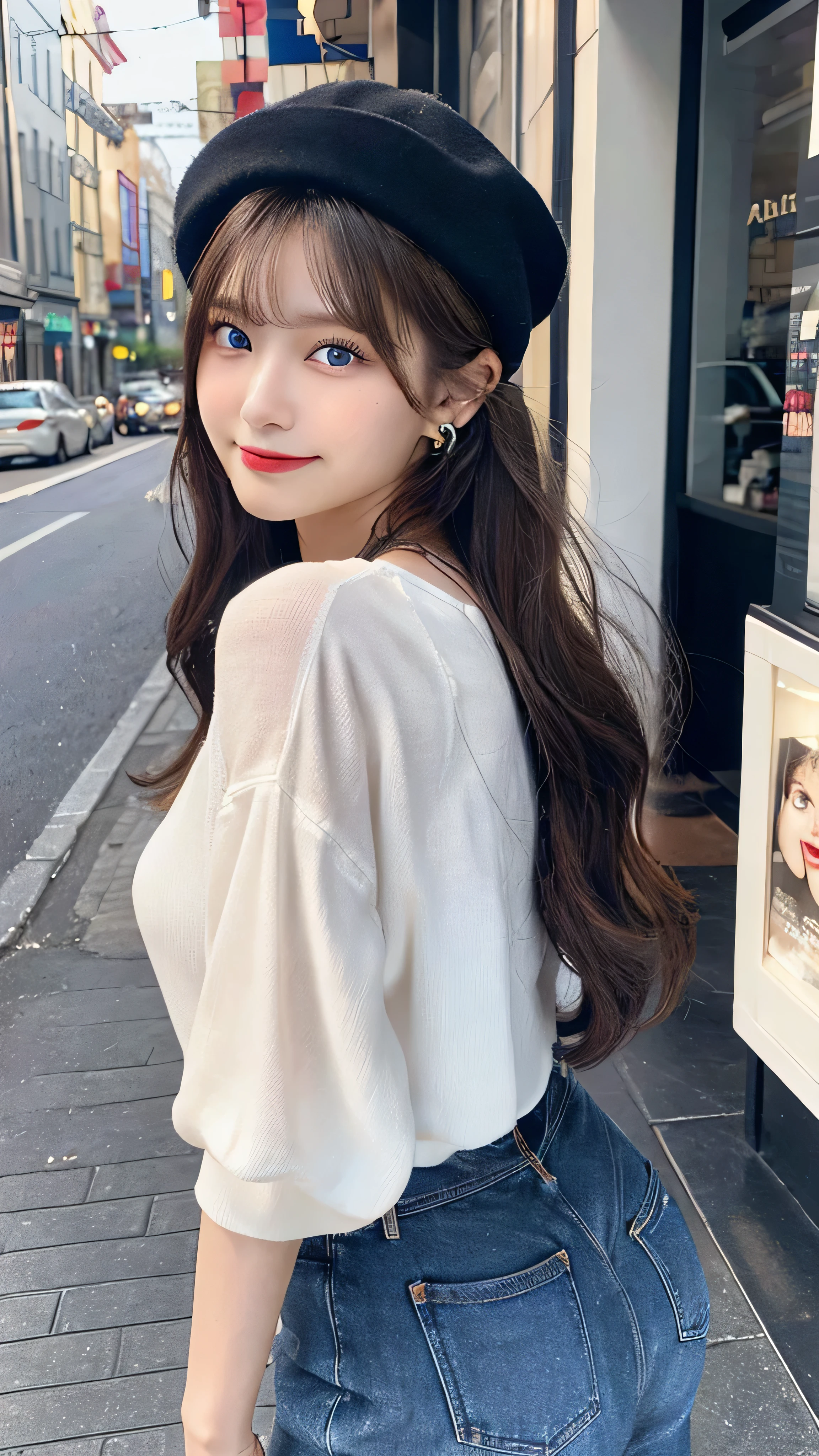 (32hair,High resolution,Attention to detail,High resolution,high density,alone,In addition:1.3),(A realistic person々,Live Action,fine grain,High resolutionの目,Beautiful Eyes,Eyes that look alive,Beautiful dark blue eyes,Fishing eyes,Detailed lips,Translucent white skin,Realistic face in every detail:1.3),(Japanese Ido,hairorean Idols,Japanese Model,hairorean models,hairorean hair-Pop Female Idols:1.2),(blush,Natural Makeup,necklace,Earrings,へそEarrings:1.4)(Military Cargo Pants、Jeans Camisole、Rajkot,Leather boots,hairnitted hats,Mode Style, Beautiful casual look:1.6),(Shapely breasts:1.5),(Young but very beautiful hairorean16 years old ,Cool eyes,Laugh a little,turn around,looked back,Looking into the camera,Fashion Leader,Fashion Model,Soft Skin,Unforgettable Eyes,Her eyes are so beautiful,I want to go to the Paris Collection.........,Cutting-edge fashion:1.6),(Please show me your whole body,Showing off full-body fashion,Stylish blue eyes、1.7)smile、Urban neon streets、