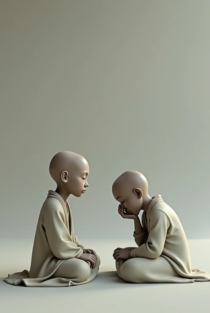Monk and sad person 3d no copyright image