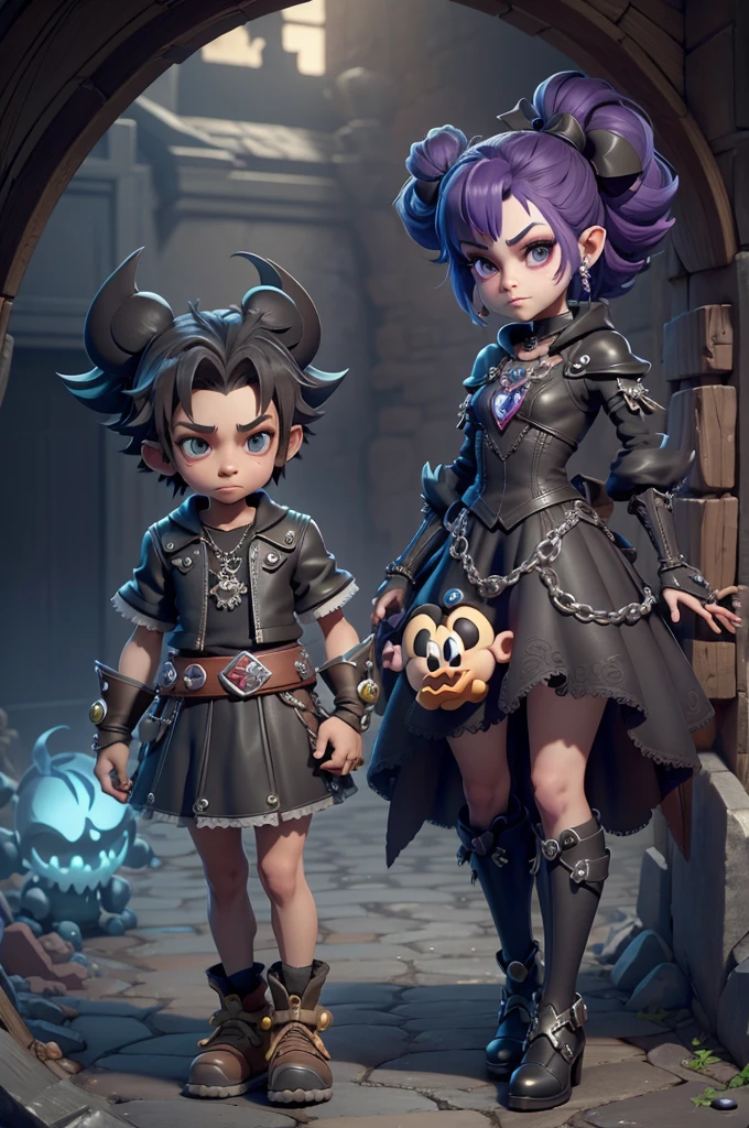 monstros estilos kingdom hearts, baseados em animais,3d style,3dmm, shadown monster, demons, darkness monster, rayman legends, mickey mouse character style, girl and boy, beautiful girl,kingdom hearts, malhas leves e quentinhas, cores frias e alegres,malhas delicadas, vestido longo e com grandes fendas laterais e frontais