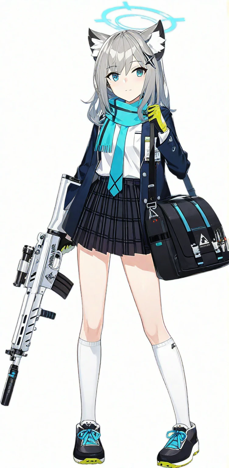 anime girl with a gun and angel halo, girls frontline style, fine details. girls frontline, from girls frontline, m4 sopmod ii girls frontline, girls frontline universe, girls frontline cg, girls frontline, official character art, cyber school girl, from arknights, kantai collection style, ( ( character concept art ) ), a hyperrealistic schoolgirl, cyberpunk anime girl