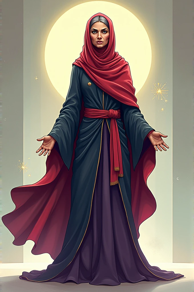 the witch woman in the hijab stood straight cartoon