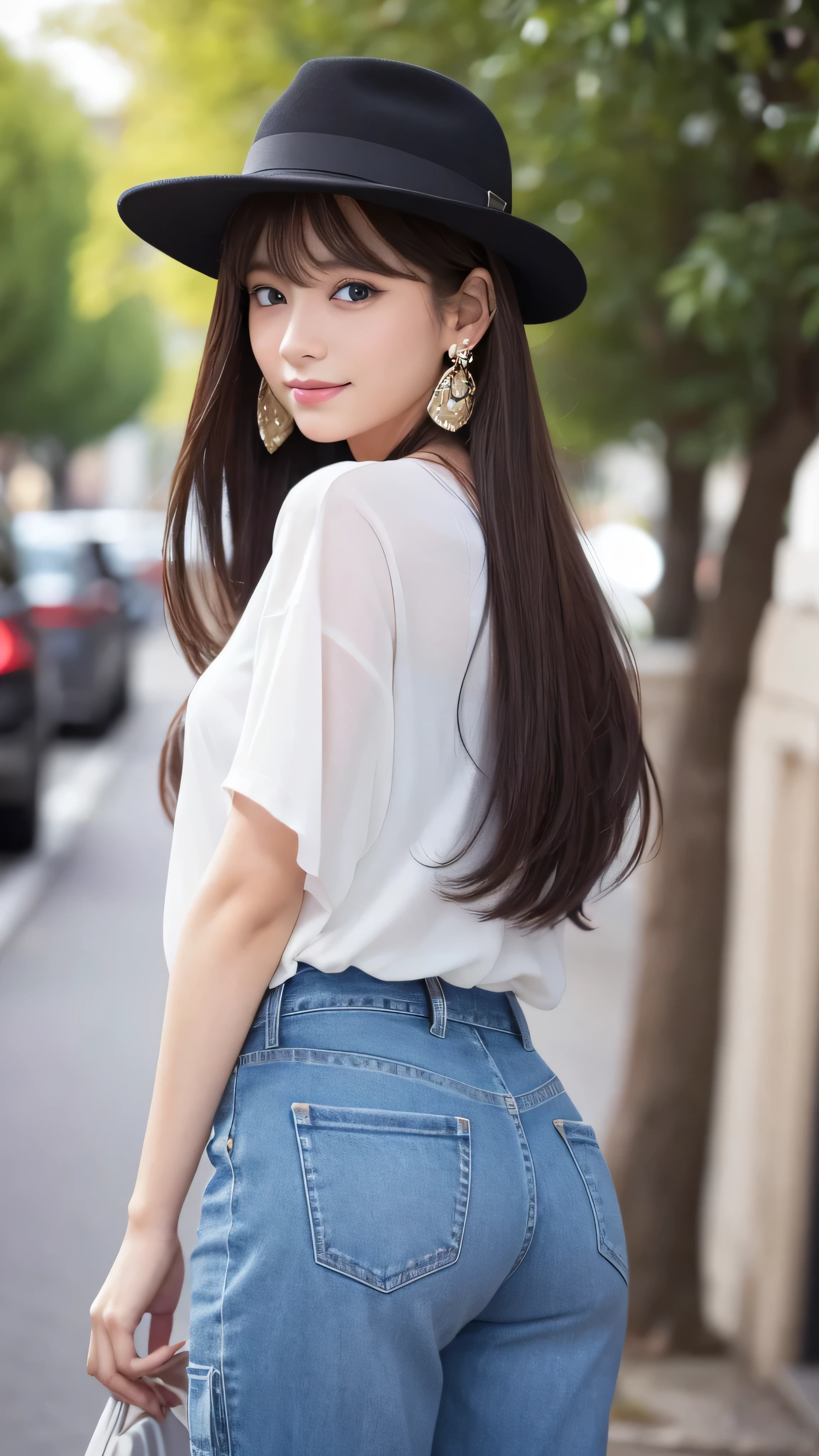 (32hair,High resolution,Attention to detail,High resolution,high density,alone,In addition:1.3),(A realistic person々,Live Action,fine grain,High resolutionの目,Beautiful Eyes,Eyes that look alive,Beautiful dark blue eyes,Fishing eyes,Detailed lips,Translucent white skin,Realistic face in every detail:1.3),(Japanese Ido,hairorean Idols,Japanese Model,hairorean models,hairorean hair-Pop Female Idols:1.2),(blush,Natural Makeup,necklace,Earrings,へそEarrings:1.4)(Military Cargo Pants、Jeans Camisole、Rajkot,Leather boots,hairnitted hats,Mode Style, Beautiful casual look:1.6),(Shapely breasts:1.5),(Young but very beautiful hairorean16 years old ,Cool eyes,Laugh a little,turn around,looked back,Looking into the camera,Fashion Leader,Fashion Model,Soft Skin,Unforgettable Eyes,Her eyes are so beautiful,I want to go to the Paris Collection.........,Cutting-edge fashion:1.6),(Please show me your whole body,Showing off full-body fashion,Stylish blue eyes、1.7)smile