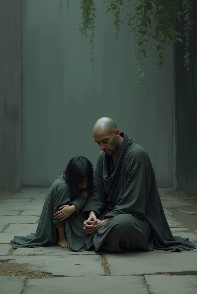 Monk and sad person no copyright image