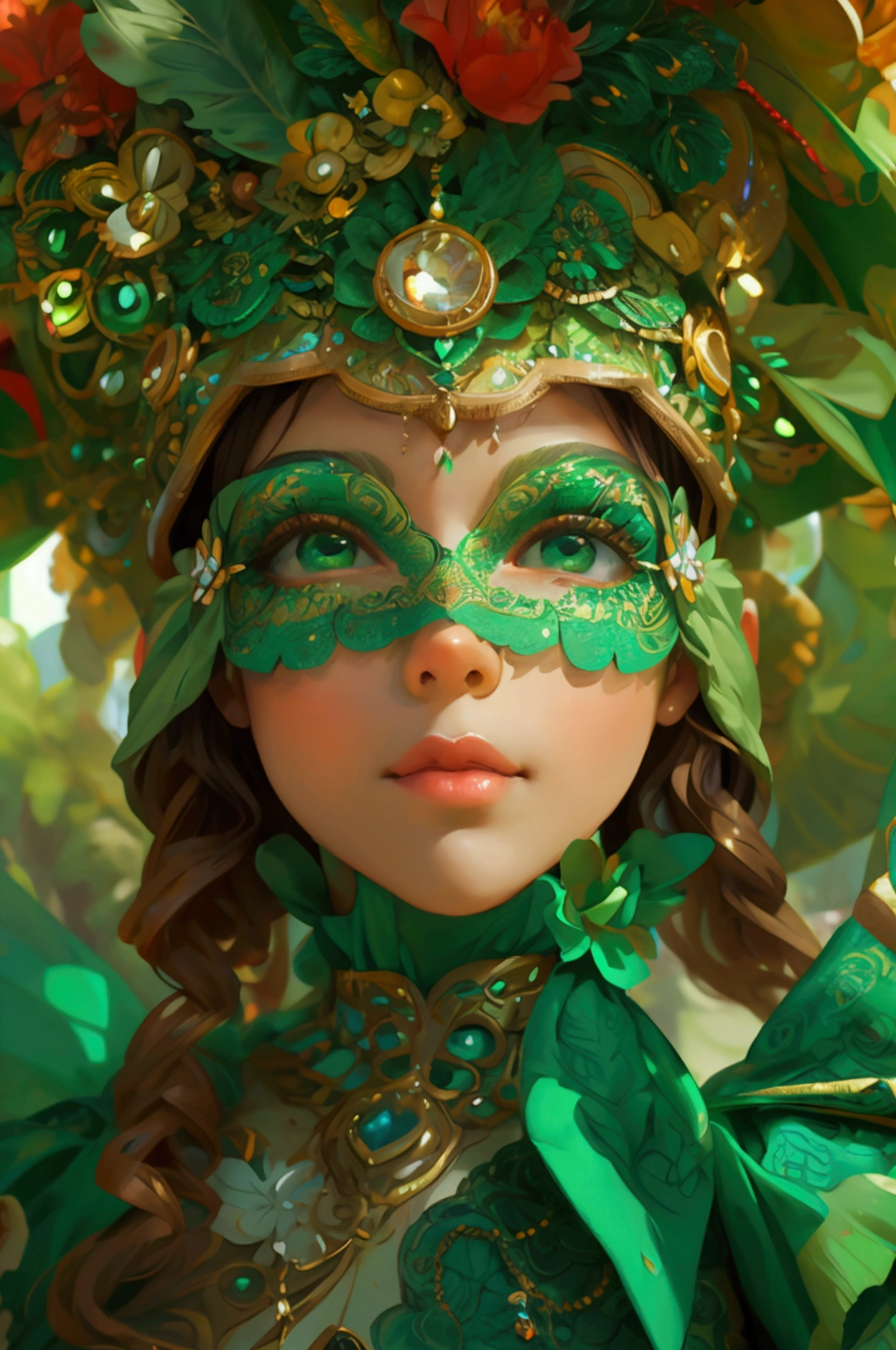Green Carnival, positive market, green dress , girl giving positive energy