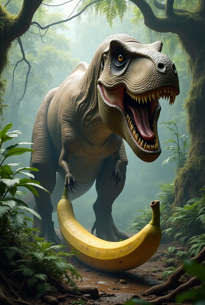 Please create a T rex image. + Banana has a banana tail.