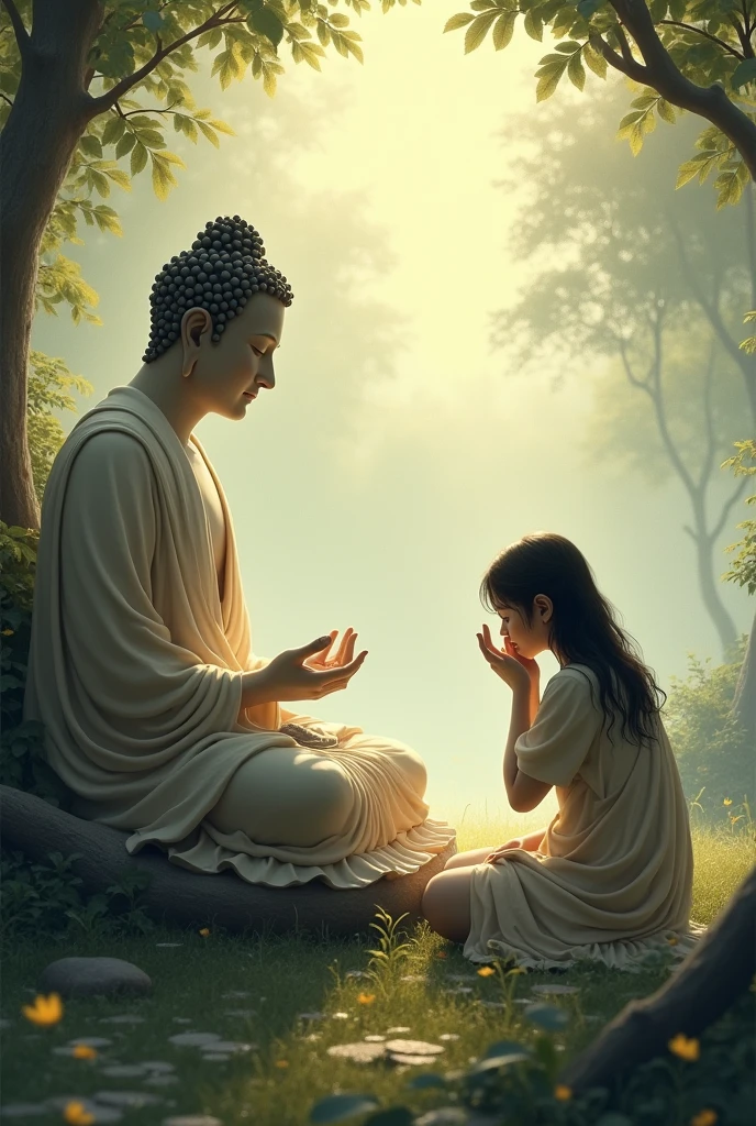 Budha and sad person  no copyright image 