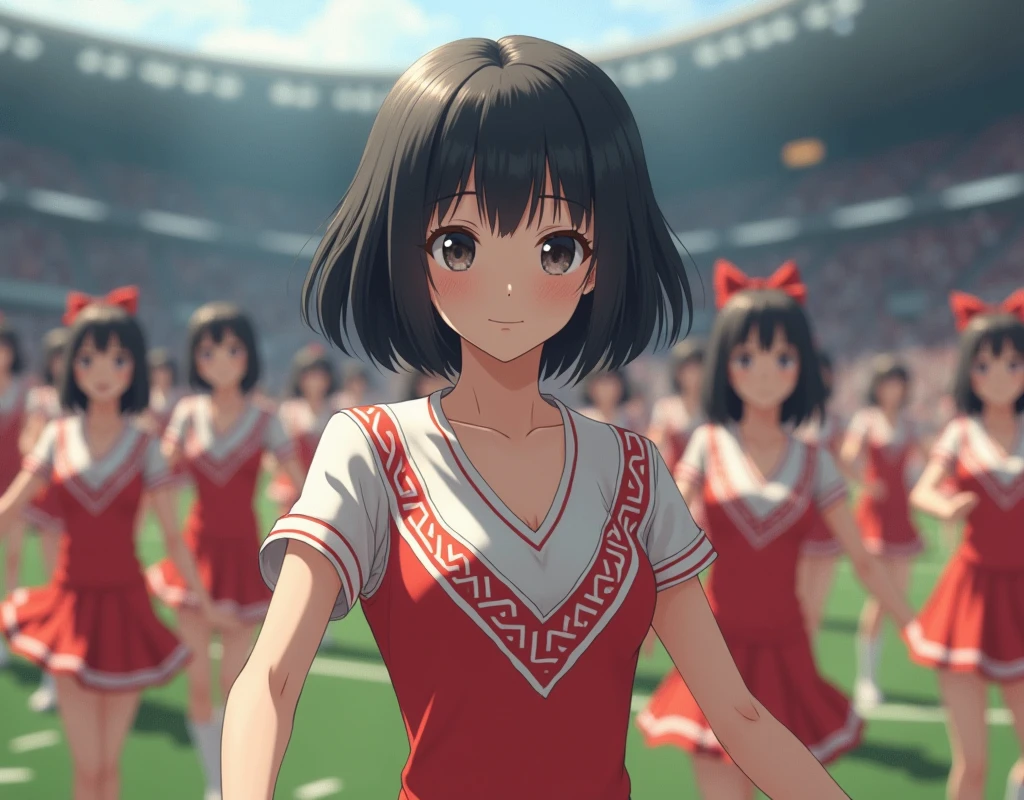 [Japanese Clone girls=Myself], [best masterpiece Clone girls Raw Photography Art], [24K, Ultra High Quality, Very high resolution], [Unrealistic, Unparalleled, Different dimension, Improbable sight, (((A world of mass proliferation of myselves, Ultra-realistic)))], ((Japanese, woman, 26-year-old, shinozaki-ai)), ((Small face, Thick black hair, Short Hair)), (((Very beautiful detailed girls, Accurate body structure, Very detailed完璧な超巨乳ボディ, amazing super big tits, Big, voluptuous breasts, The cleavage is very plump and emphasized))), (Dark Eyes, Mature face, Cute Smile, A gentle gaze), (((Very happy laughter))), ((((((((((Very detailed, 1girl→1,000,000,000,000,000,000,000,000cloning girls)))))))))), ((((((((((Very detailed, Absolute precision, Description of the doppelganger, (Perfectly the same girl, The exact same smile, Perfect matching hairstyle, Perfect same clothes, Exactly the same height, Perfect same super busty)))))))))), (((((Myself only))))), ((((((((100,000,000,000,000Myself Cheerleading Club)))))), Colorful costumes, Fluttering super mini skirt), I can see your pants)), (((((A detailed and intense dance, A dynamic body, Advanced physical ability and technique, Boobs shaking))))), (((Large-scale outdoor stadium, Audience seats))), (((((Extremely crowded, Super close, Alignment, siege))))), ((Bright and soft light)), (((((Very wide field of view, Very detailed, Fine perspective depiction with clear depth))))), ((((((((Multi-angle shooting depiction))))))))
