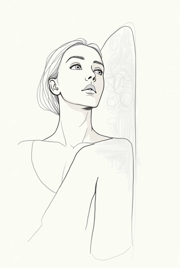 singlelineart style, black and white, drawing of the silhouette of a naked woman