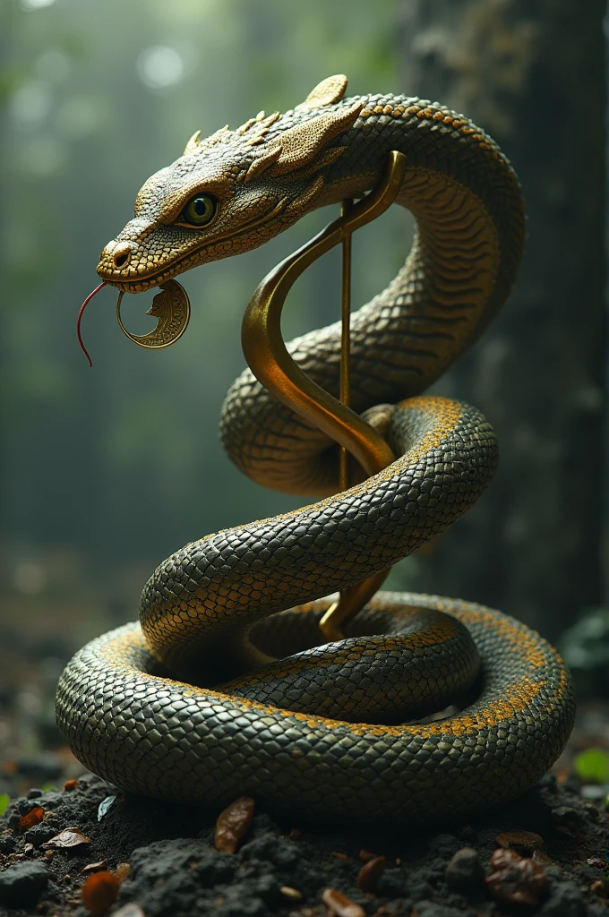 CoinCrawler: A serpent-like creature with a coin in its mouth, coiled around the symbol of a dollar sign or a blockchain link