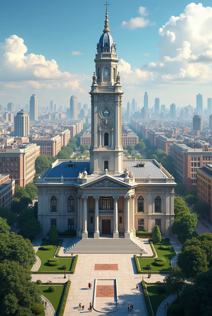 Create an image of a city hall building