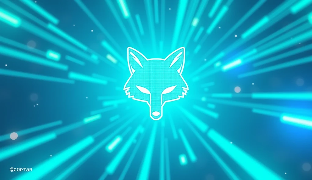 a very futuristic tech Matrix, Cityscape, Digital art, Fox Hacker logo, Blue green, abstract background