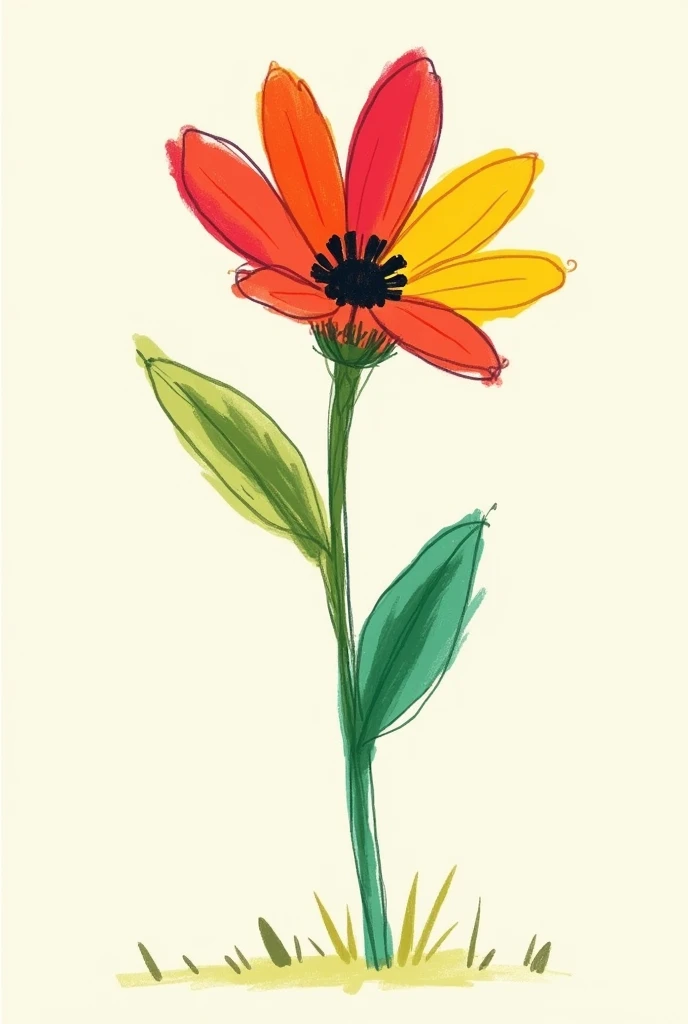 Simple flower abstract sketch amateur draw colorful 
