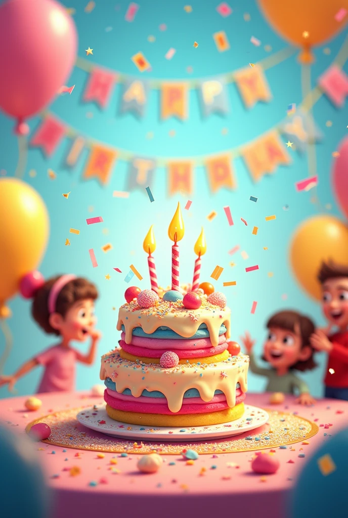 Carta de invitación animada para dar a las personas a un cumpleaños