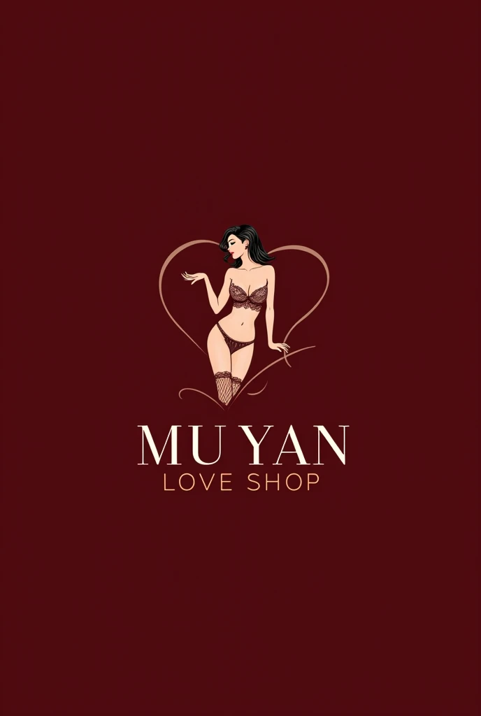 (Brand Logo) The name is Mu Yan Love Shop, Fashionable maroon, Another design with sexy lingerie