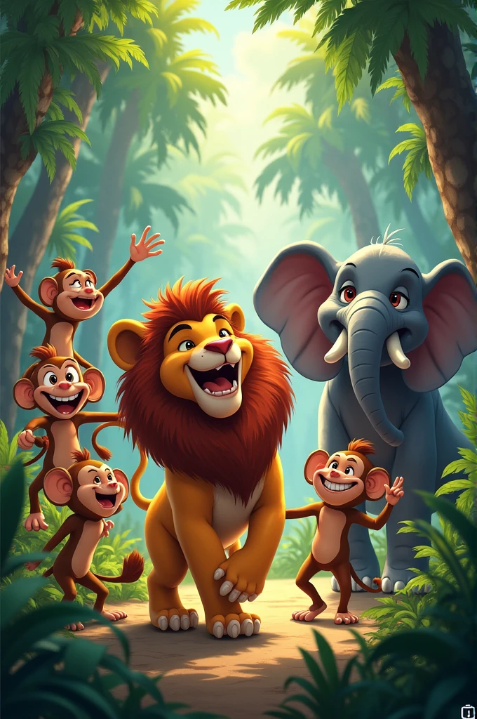Chalo chalo sab saath milo,
Jungle mein hai party,
Sher, bandar, aur haathi,
Sab kar rahe hain masti!