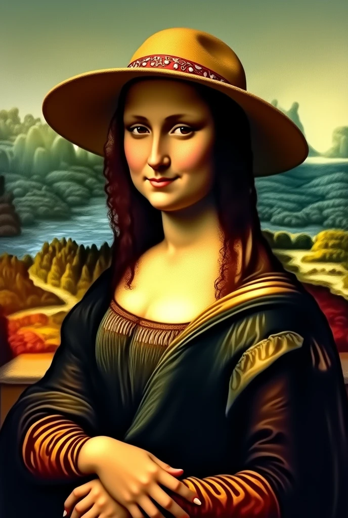 Country Mona Lisa with a hat