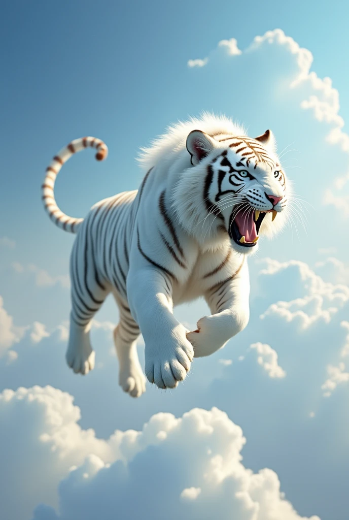 masterpiece, Highest quality, (White Tiger Soaring Through the Sky)、