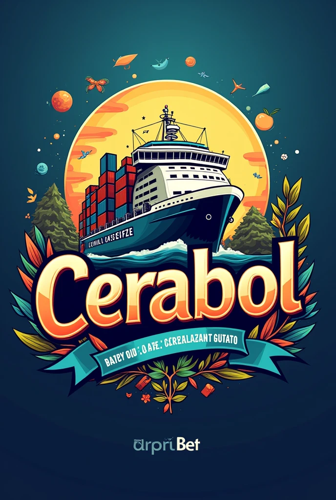 I want an imported logo like this but with the name of ever yoemar Jessica and Gustavo , and the name of our company which is cerabol What is dedicated to importing can be a logo and a well drawn ship there behind your names or down there the logos with some people I don&#39;t know invent something creative yourself