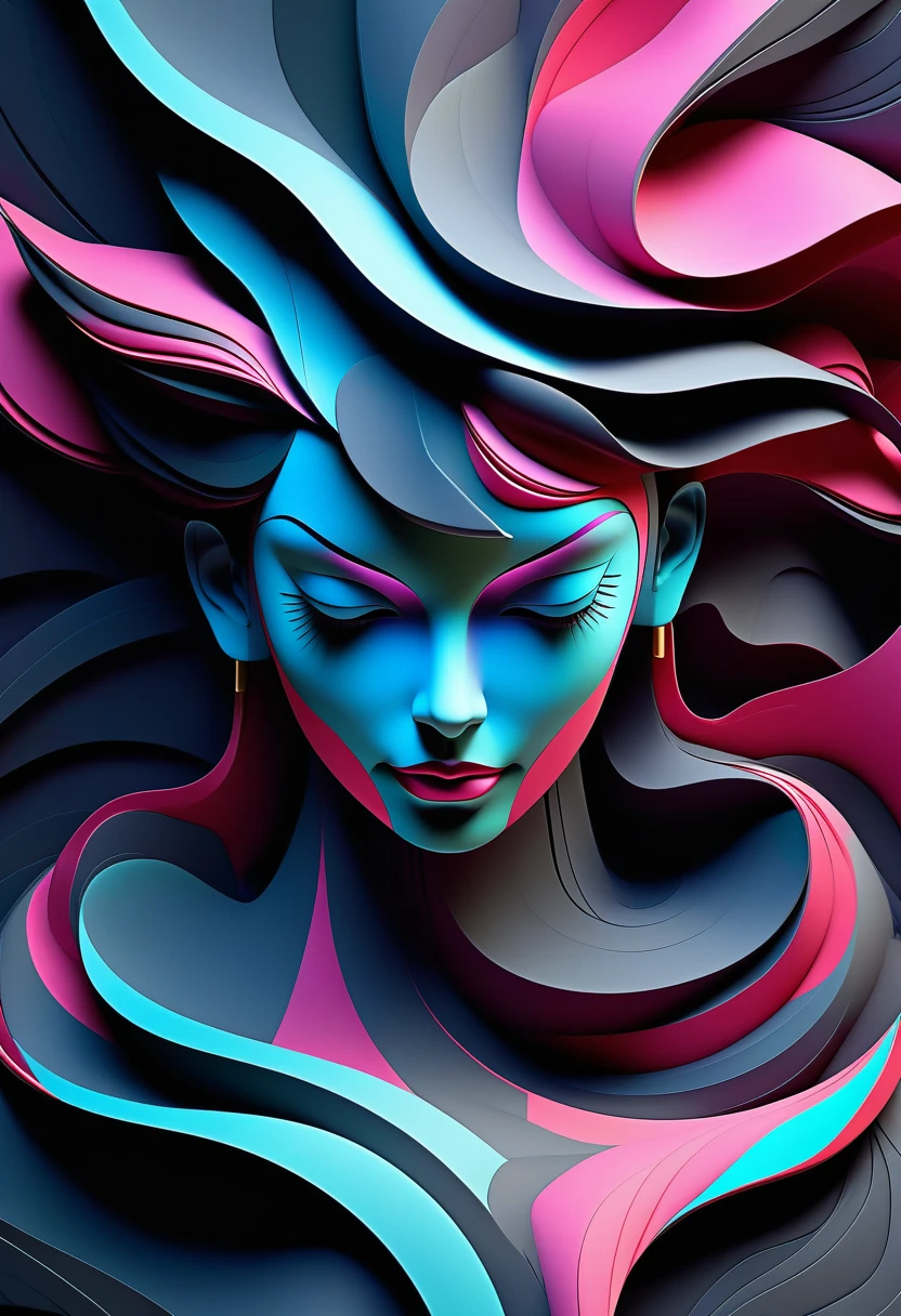 beautiful portrait of full body in style Eiko Ojala Tracie Grimwood,detailed face, wavy, dynamic, hyperdetailed, hyperrealistic, photorealistic, elegant, cel shading, intricate, cinematic, soft and mysterious style, hyper-detailed, octane render, symetrical, centered, neon ambiance, abstract black oil, gear mecha, detailed acrylic, grunge, intricate complexity, rendered in unreal engine,