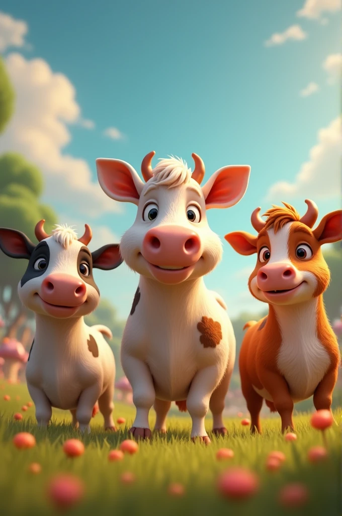 Animated farm animals in a contest
