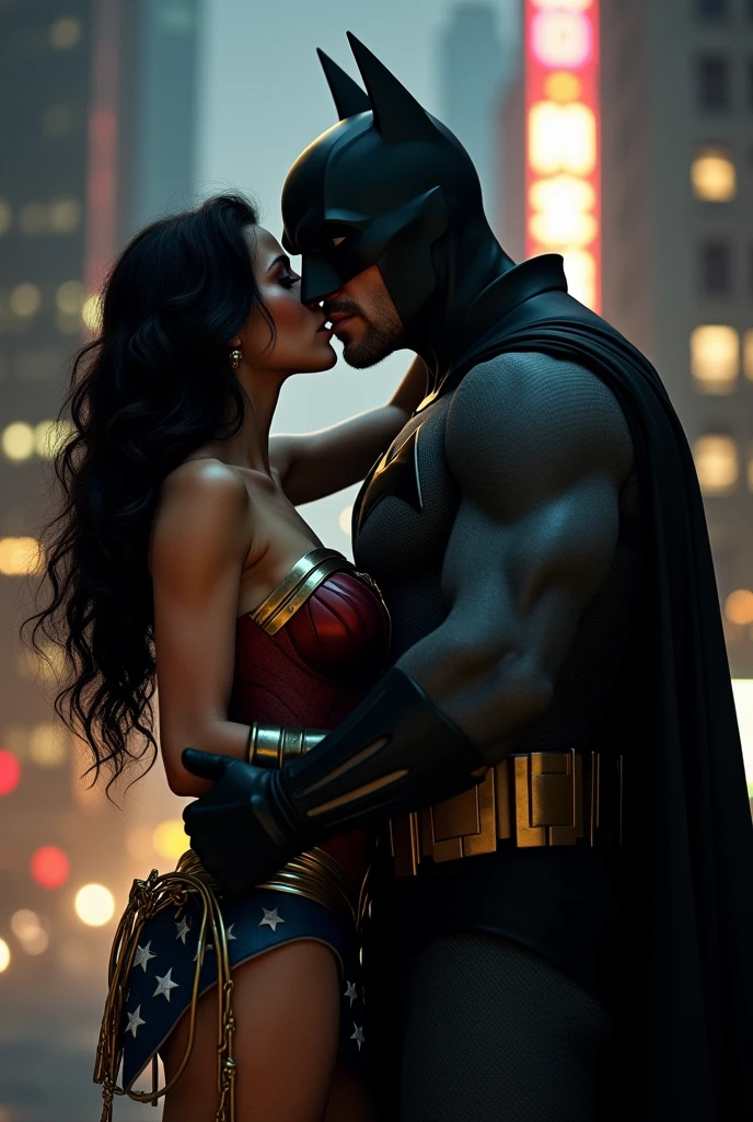 Wonder Woman Gal Gadot and Batman kissing