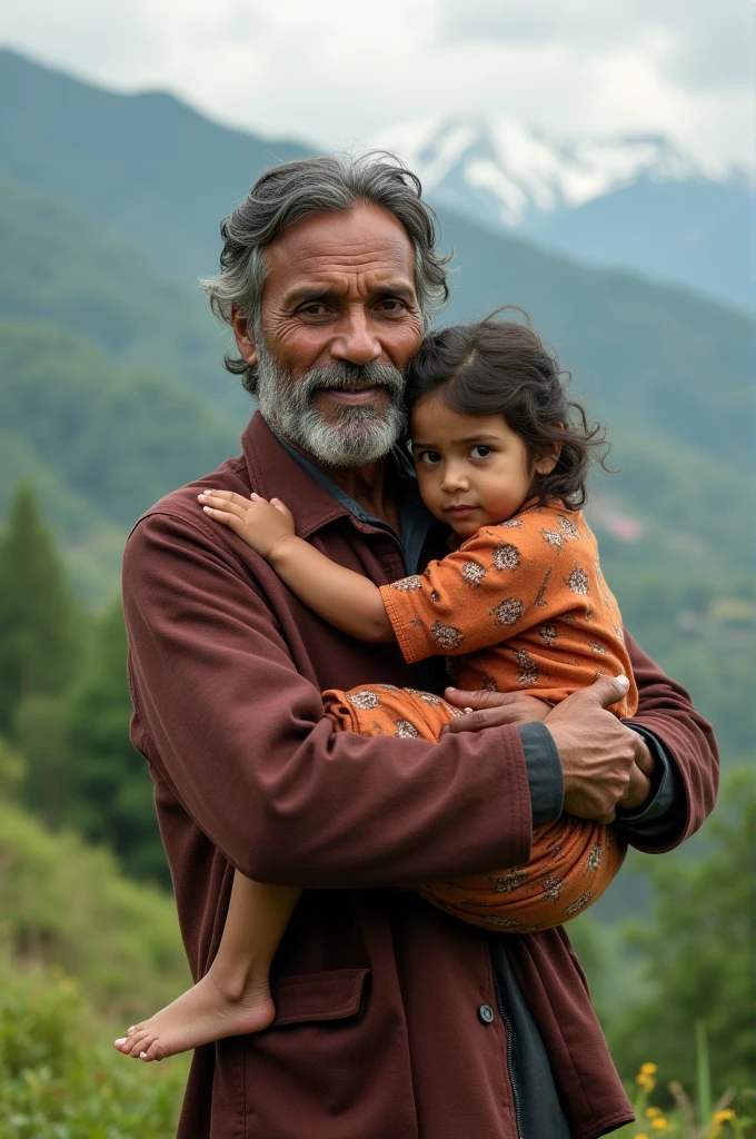 Nepali father carries daughter