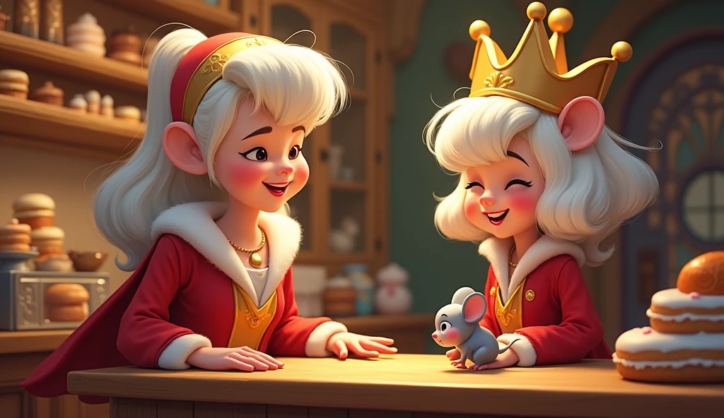 After the performance, the Cookie Queen couldn’t help but laugh too. “Since you entertained my customers, little mouse, do you want a cookie?” she asked with a smile