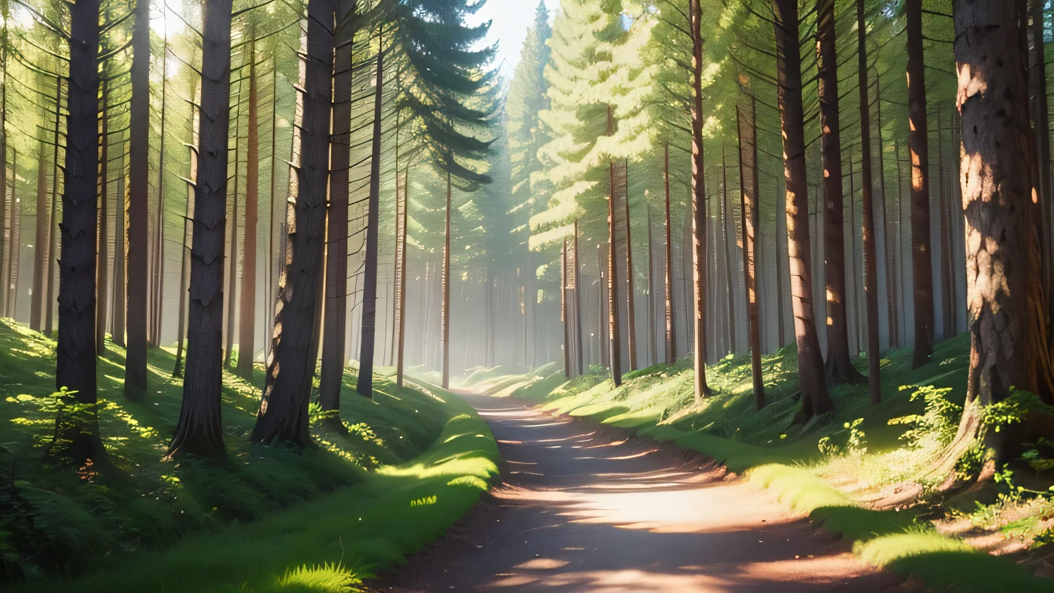 Path in the forest, Sunny forest