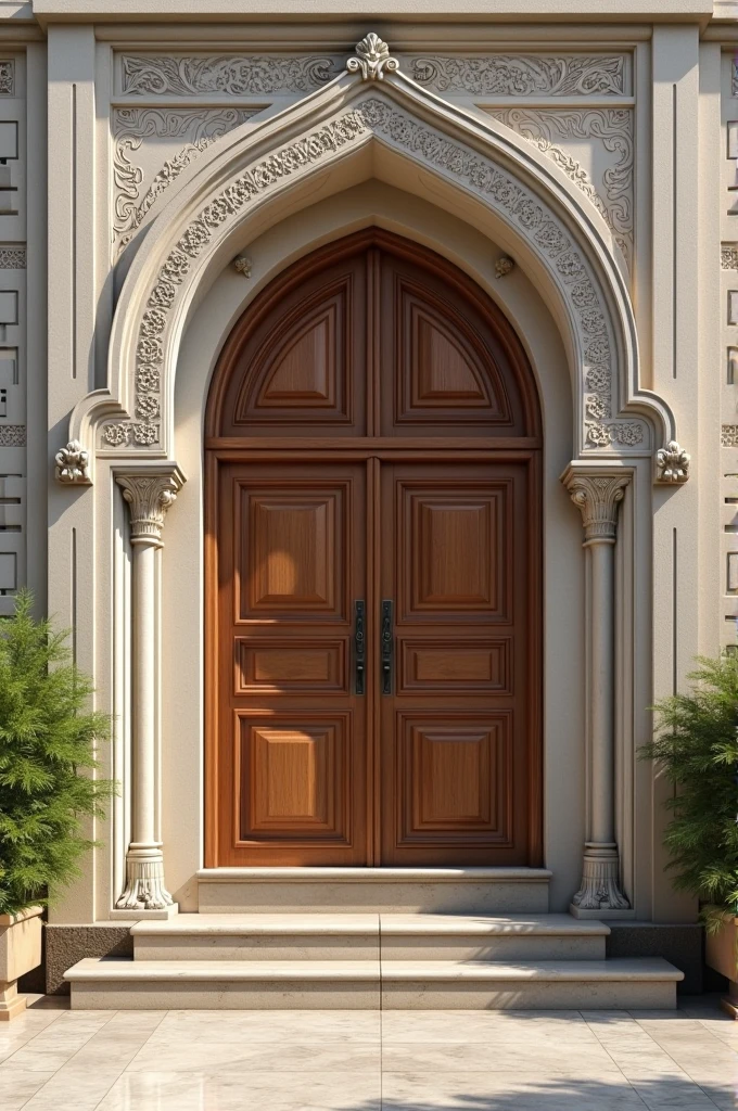 Create an image of islamic madrasa with door and name of madarasa 
The name of madarasa is DARUL ULOOM FAIZAN E SARKAR E KALAN 
AND remember the name of madarasa must written in 2 language Urdu and English 
And 
